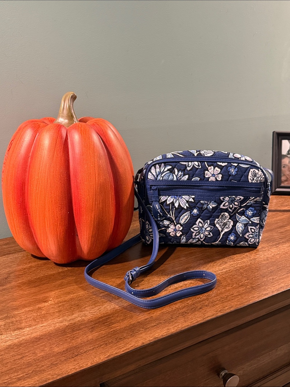 Vera Bradley Navy Floral Quilted Crossbody